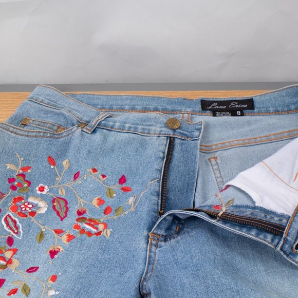 Lana Erica Boot 8 (29 X 30) Women's Jeans Embroidered Floral Design Lightweight - Picture 10 of 11